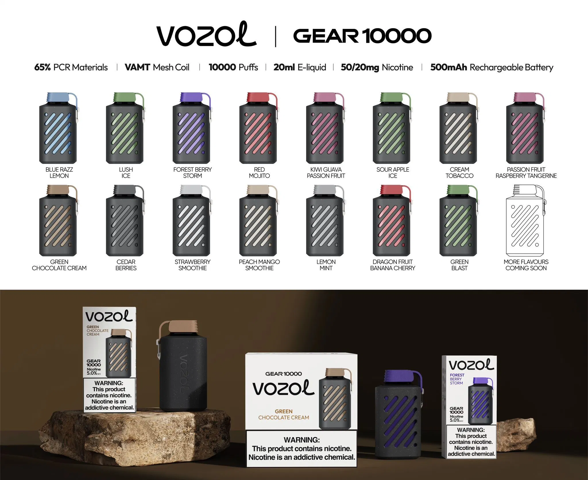 Original Vozol Gear 5000 7000 10000 Puffs Disposable Vape Pod