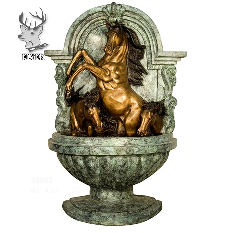 Home Garden Decorative Arabian Horse Drinking Fountain Bronze Horse Head Wall fountain