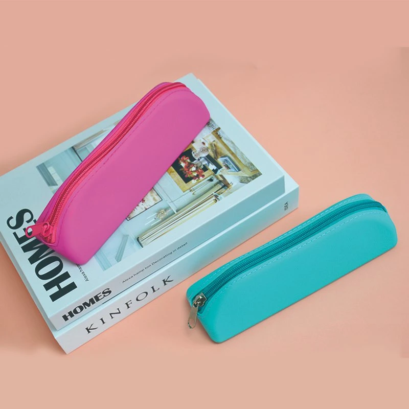 Silicone Pencil Case Waterproof Student Pencil Pouch Stylish Pencil Bags with Zipper Stationery School Supplies for Girls Boys Adults