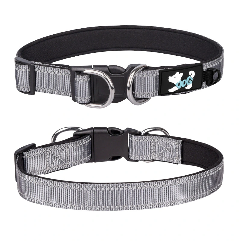 Nylon Reflective Pet Collar Diving Cloth Lined with Dog Collar