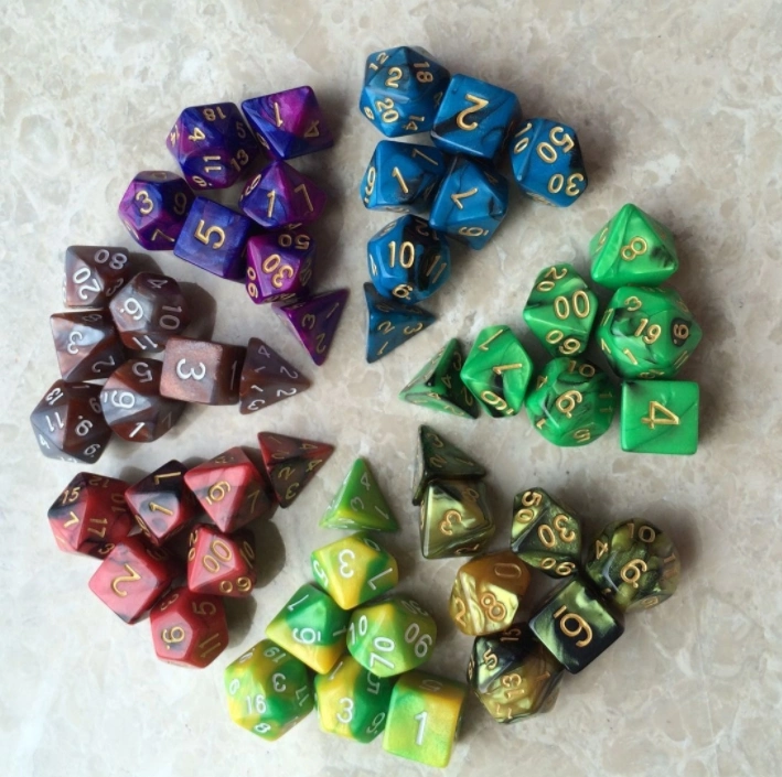 Two Color Multi-Sided Digital Dice Table Game Dice Set of Seven Dice