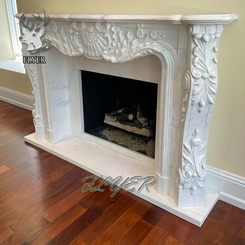 High quality/High cost performance European Style White Antique Religious Stone Marble Fireplace Wood Burning Stove