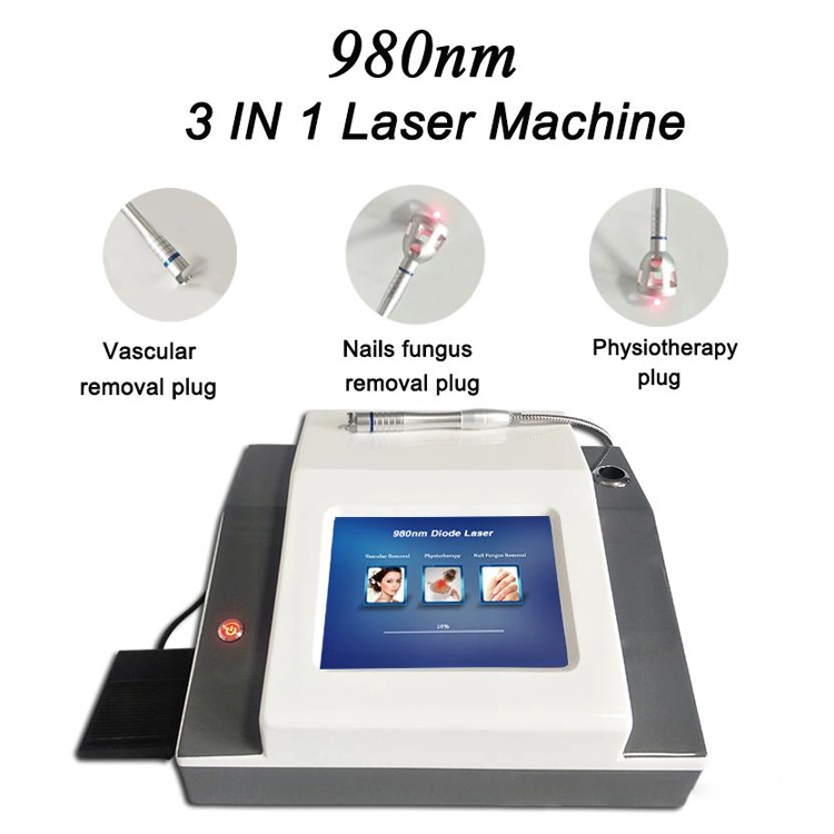 980 nm laser à diode 3 en 1 dépose vasculaire / infection fongique des ongles Dépose / Machine de physiothérapie