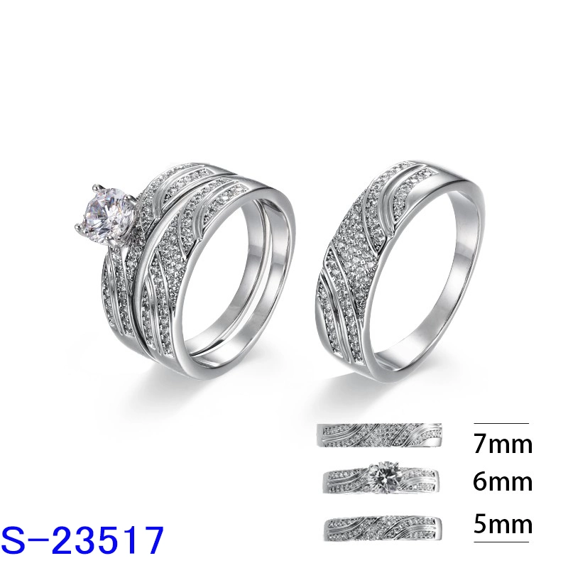 925 Sterling Silver Fashion Brass Jewelry Zircon Stone Wedding Engagement Ring for Women