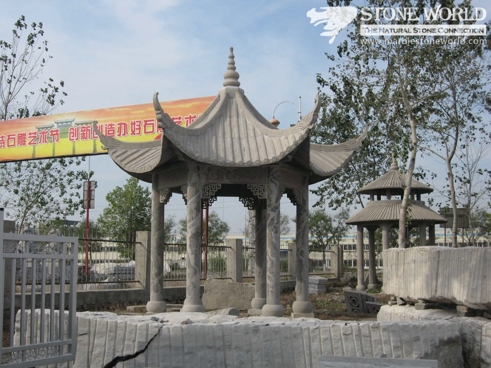 Tallado en granito Gazebo para decoración de jardín (CV027)