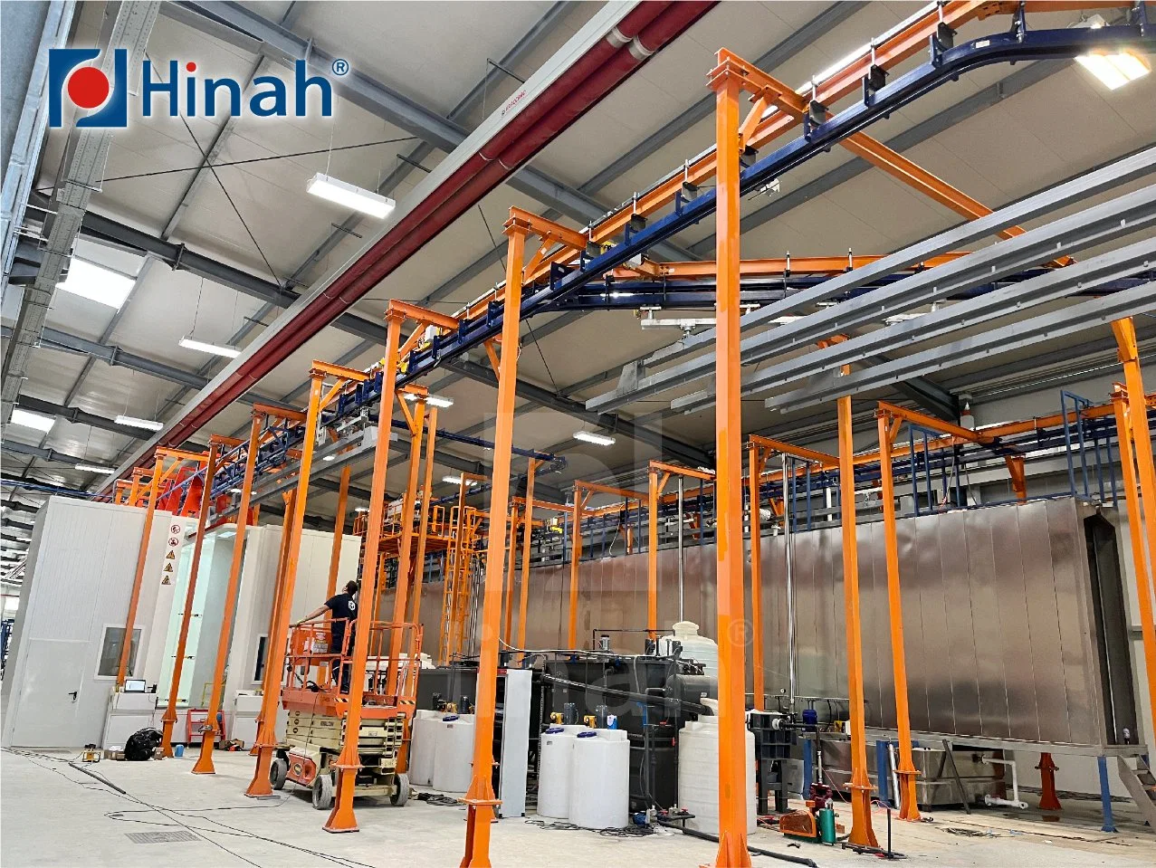 Fast Color Change Booth Spraying Pretreatment Automatic Electrostatic Powder Coating Machine Line with Power & Free Overhead Conveyor