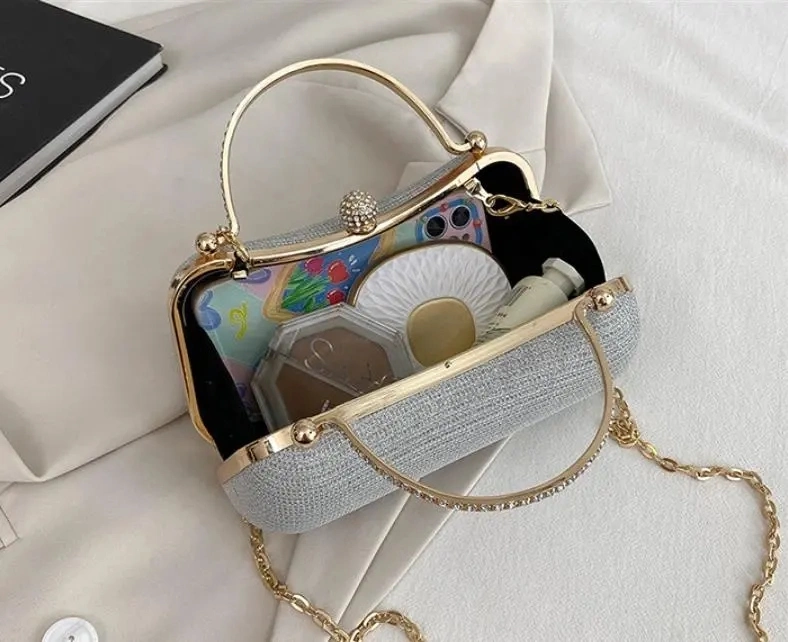 New Fashion Glitter Rhinestone Women's Clutch Bags Versatile with Chain Wedding Evening Bags Handbag