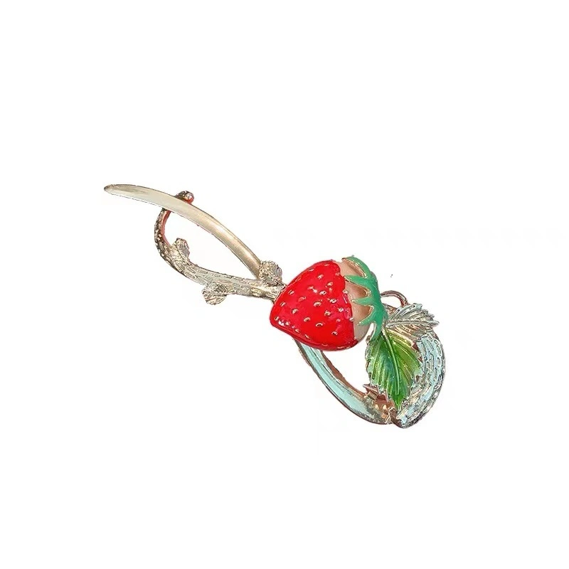 Fruit Strawberry Twister Clip Back Head Hair Clip Alloy Hairpin