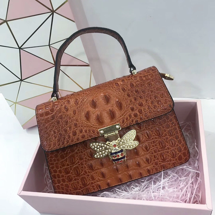 Sh1382 China Product Market بالجملة Crocodile Animal Pattern Ladies Handbags حقائب اليد النسائية لمكبس الكتف مع ملحق هوني بي المعدني