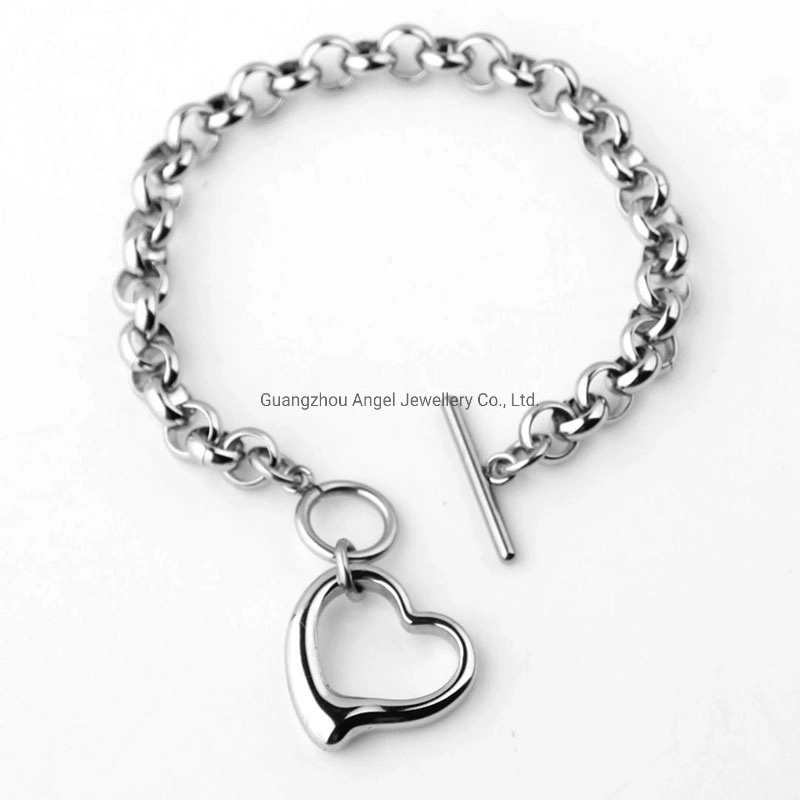 Usine de bijoux de mode de gros 925 Sterling Silver Bracelet Hip Hop lien cubain de la chaîne Collier Pendentif coeur bijoux Set pour cadeau