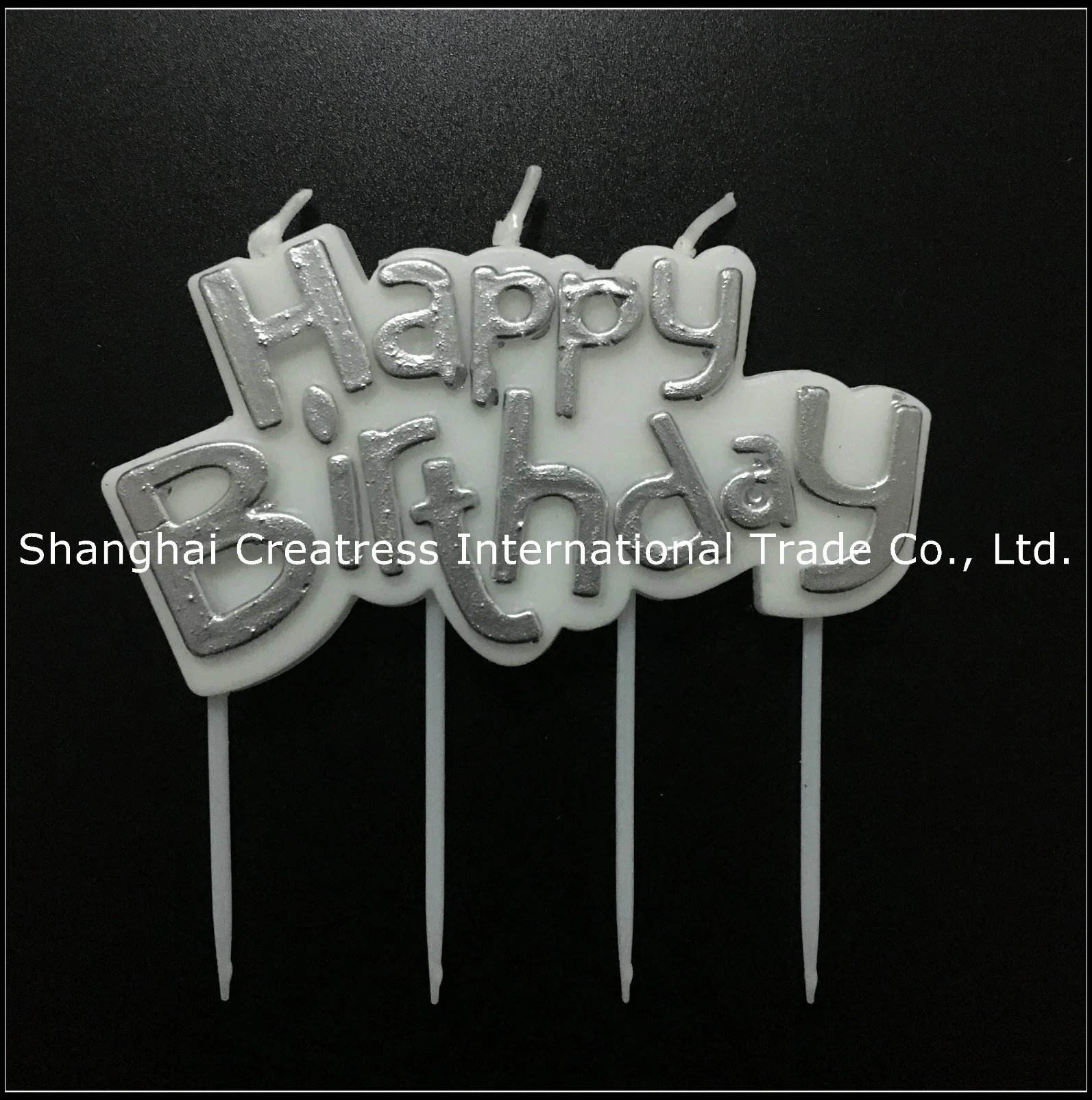 World Best Selling New Silver Pure Paraffin Wholesale/Supplier Factory Art Letter Happy Birthday Candle