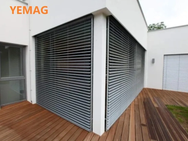 Exterior Wooden Color Sun Louver and Shutter Rolling Gate