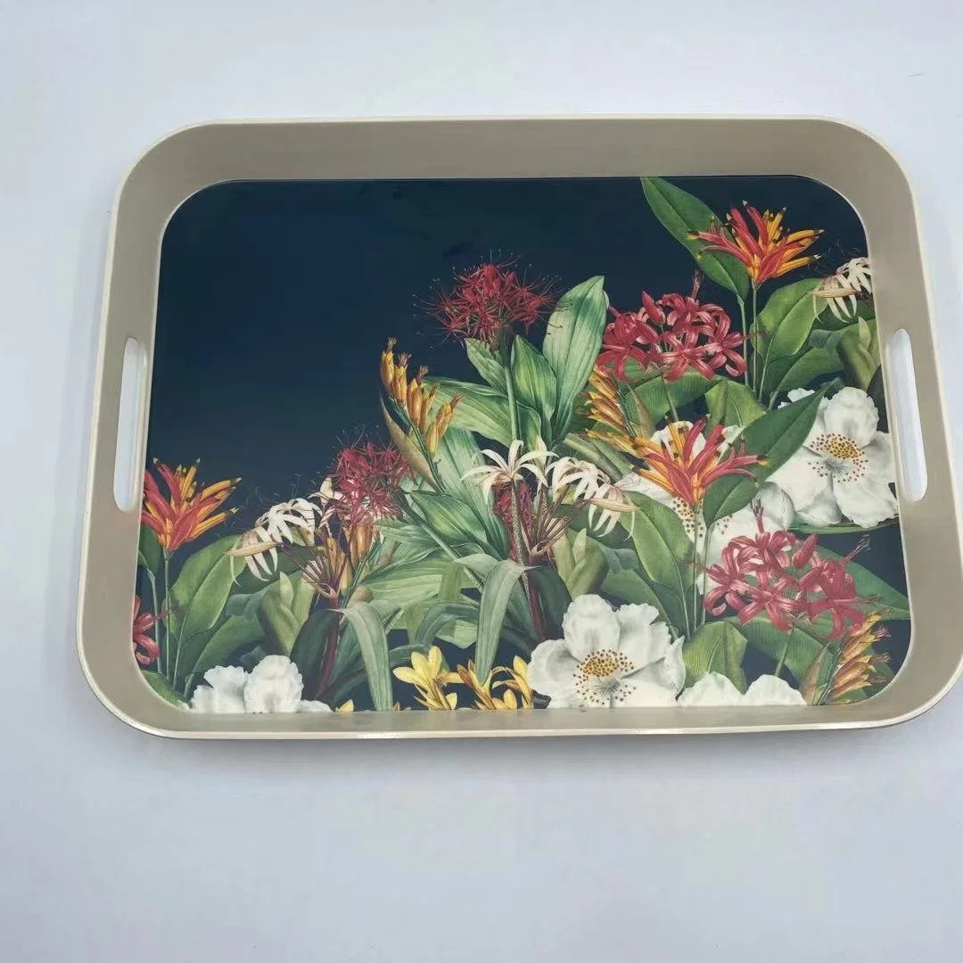 Wholesale/Supplier Bamboo Fiber Melamine Tray Melamine Breakfast Tray with Handle