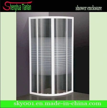 Simple Round Patterned Tempered Glass Corner Shower Room (TL-412)
