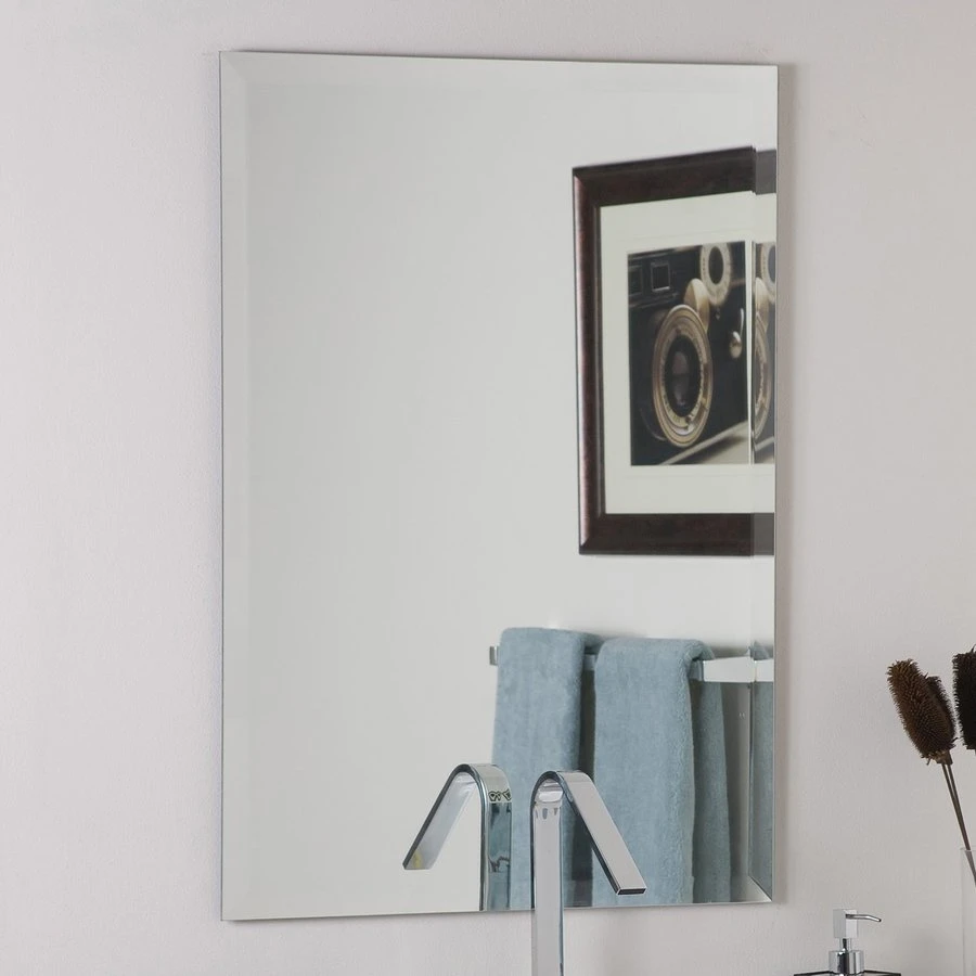 Bevelled Polish Wall Mirror Frameless Wall Mirror with Hooks