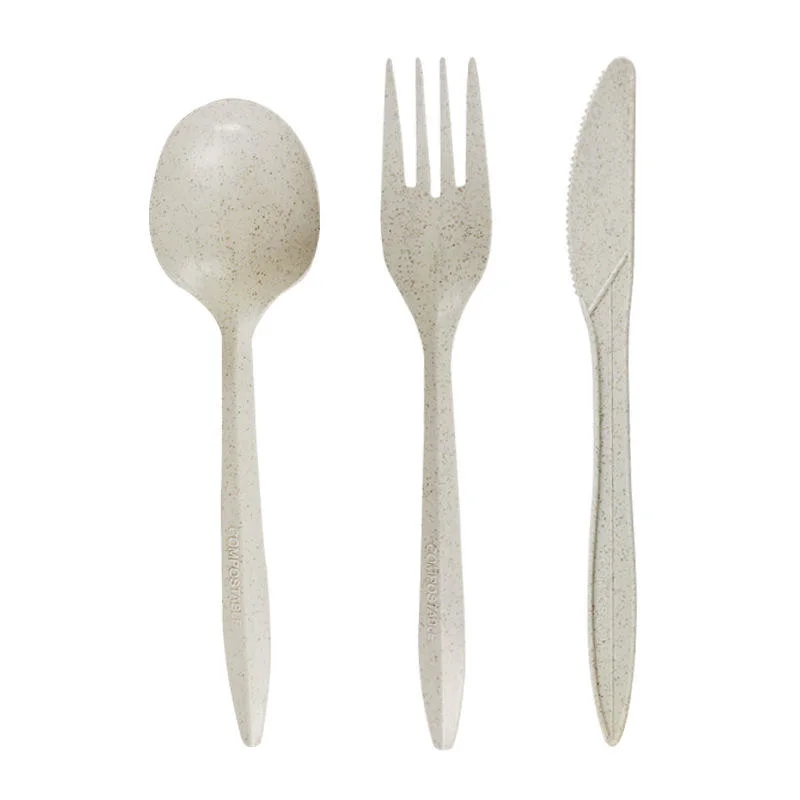 Hot Sale Degradable Tableware Set Wheat Straw Knife Fork and Spoon