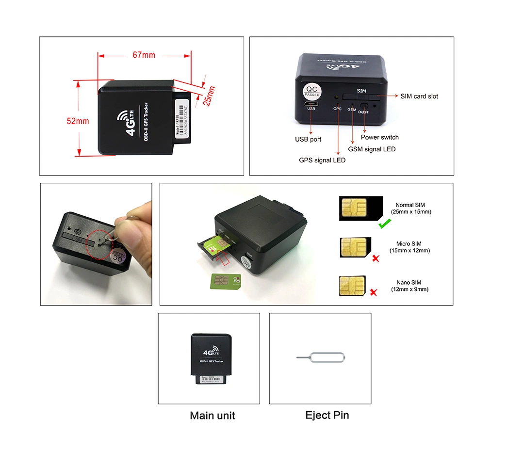 4G camion de voiture GPS Obdii Tracker de l'optimisation de routine de la fonction alarme de rotation de l'Ota (DI)