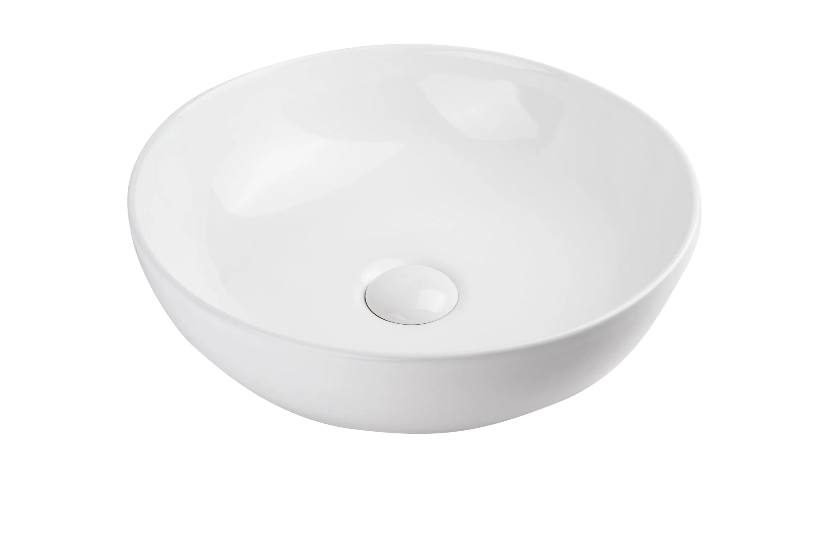 Cupc Lavatory 15 Inch 40 Cm Glassy White Countertop Bathroom Vitreous China Sanitary Ware Ceramic Round Shape Vessel Furniture