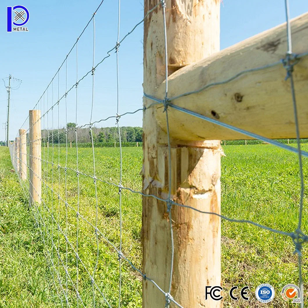 Pengxian Fabricant de clôtures en treillis métallique Clôture de ferme Plastique Espacement des fils de 4 pouces Taille de la clôture de champ à nœud charnière.