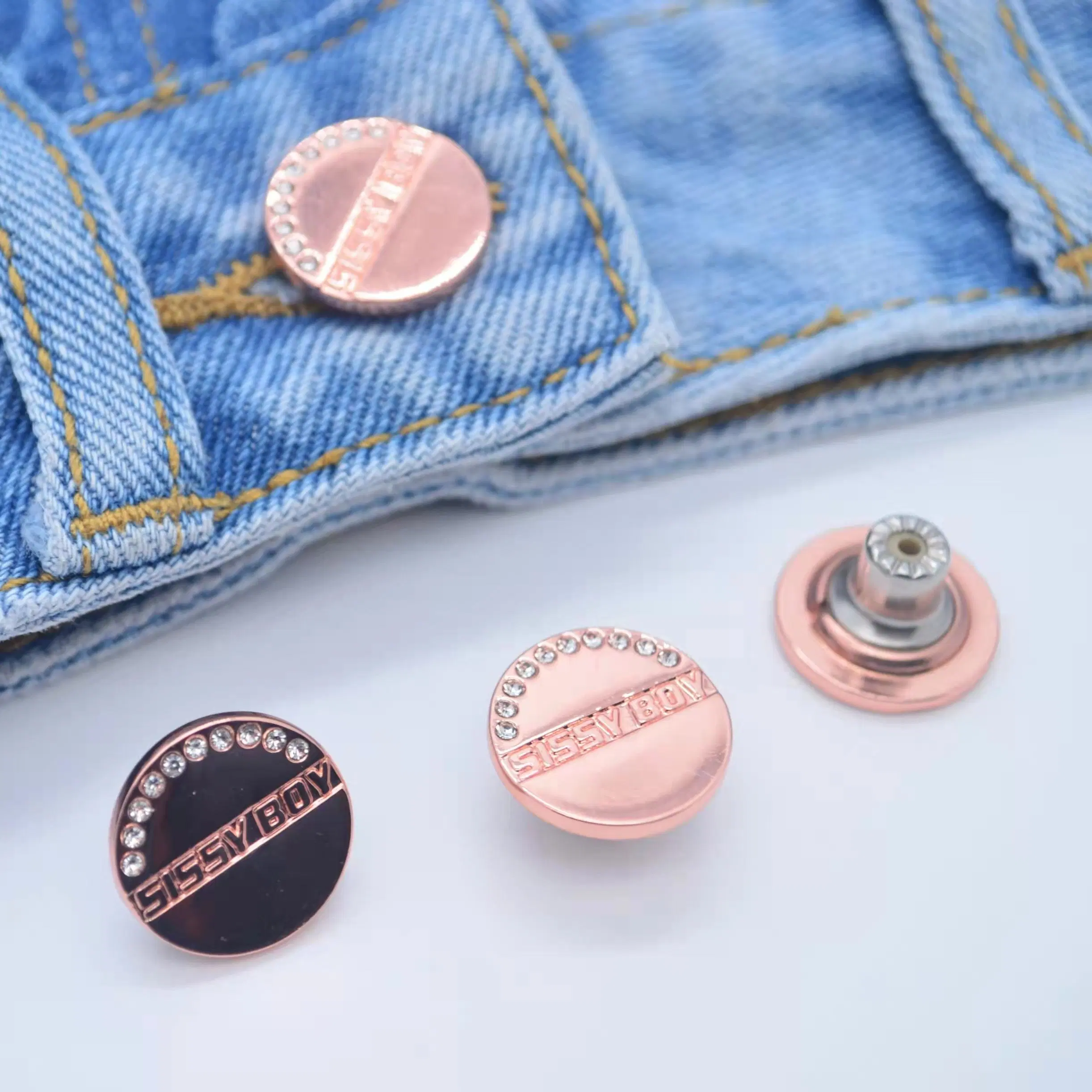 Metal Custom Logo Denim No Sew Instant Button Jeans Set Replacement Adjustable Pin Perfect Fit Instant Buttons for Jeans