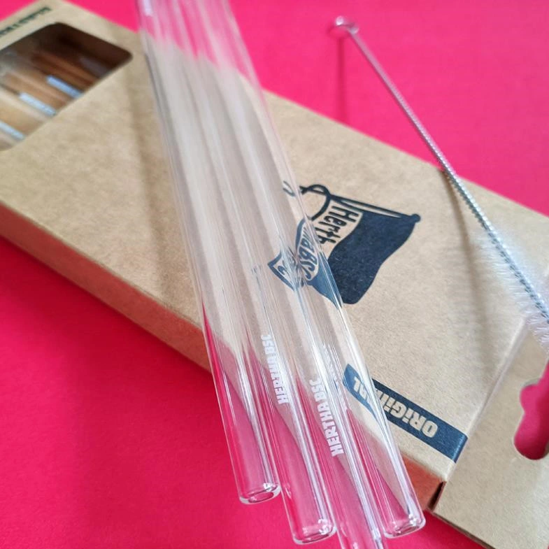 Heat Resistant Promotion Gift Set of 4 Glass Straws