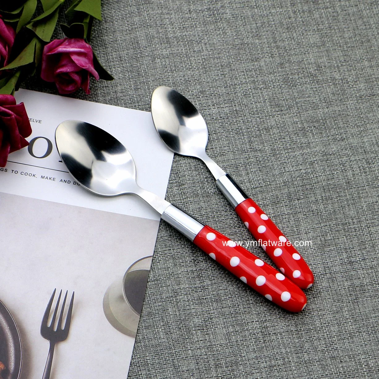 PS/PP Plastic Handle Ss410 Cutlery Set Serve Spoon Knife Fork