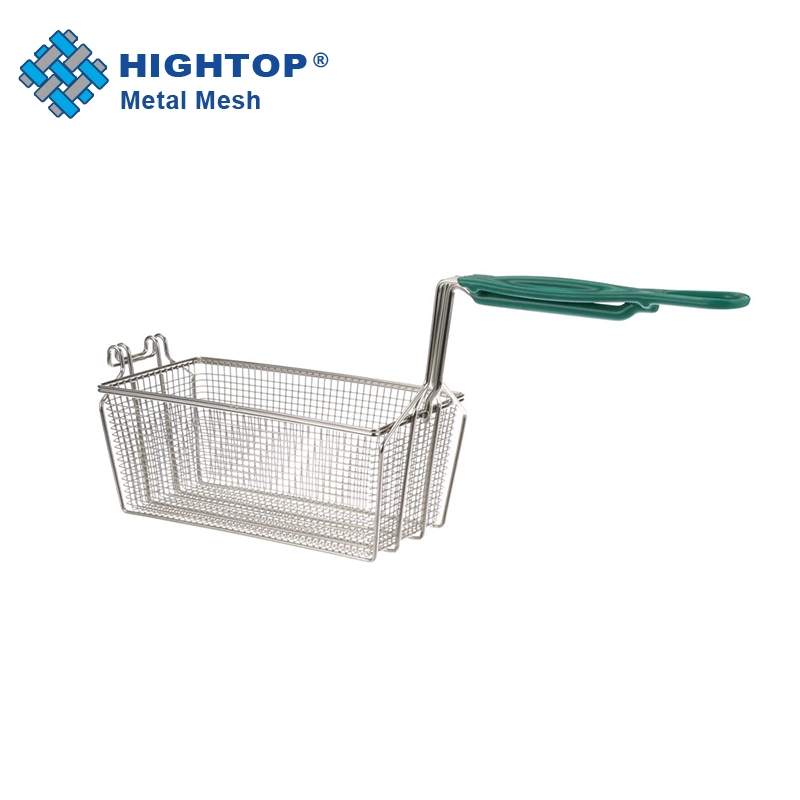 Heavy Duty en acier inoxydable 304 Wire Mesh Fry Panier avec poignée recouvert de plastique