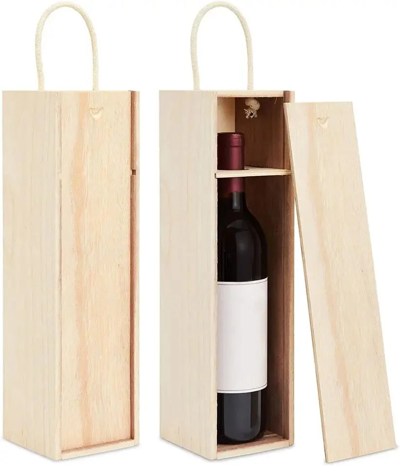 Fournisseur d'usine de vin rouge en bois de pin bouteilles unique Case Emballage de cadeau boîtes de Whisky