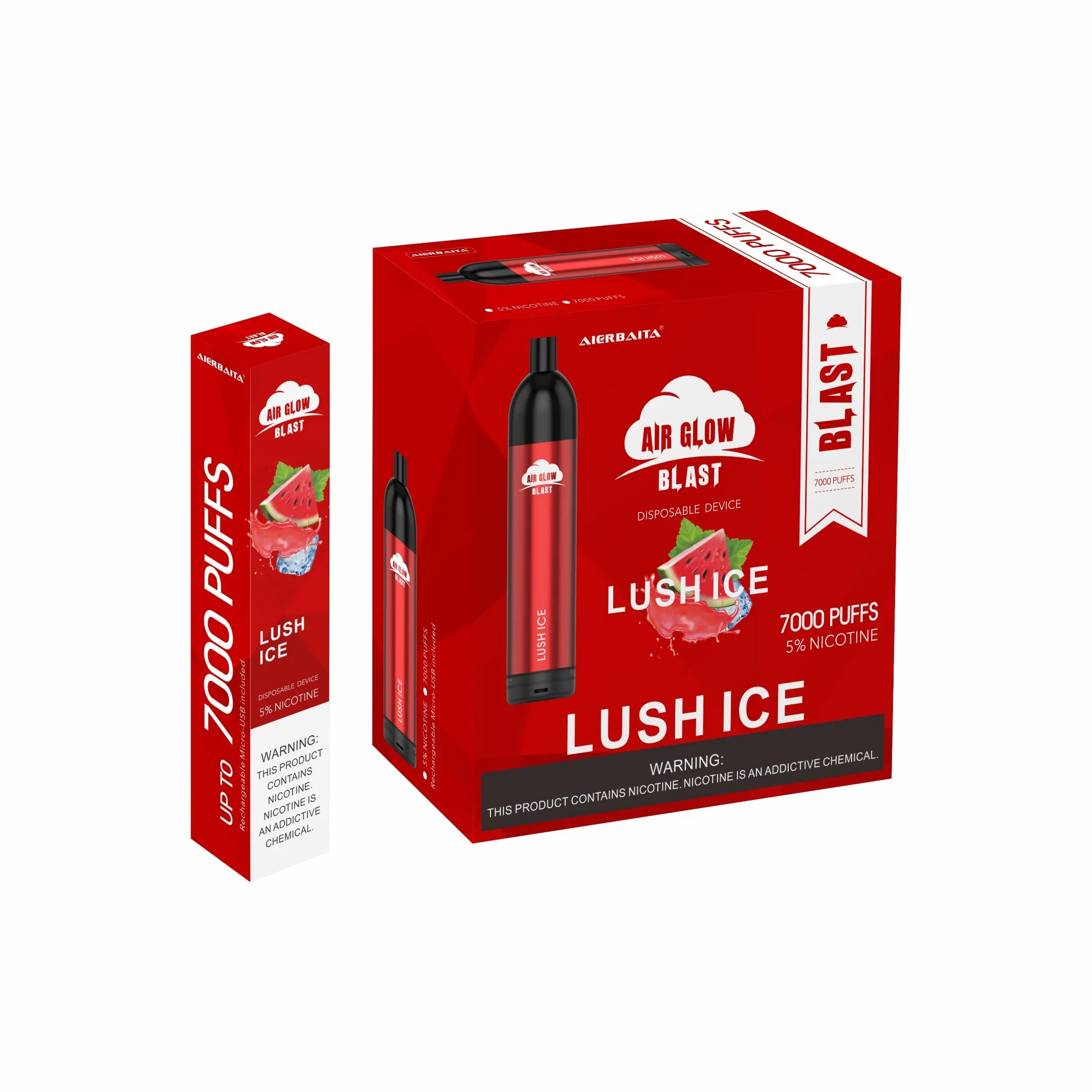 prix d'usine 16ml 7000 inhalations avec LED rechargeable Lampe de poche couleur Vape E cigarette stylo jetable