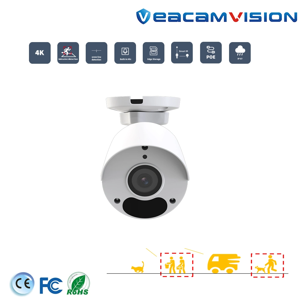 4K 8MP 120dB True WDR Poe IP67 Bullet Mini IP CCTV Camera with Card Slot No WiFi for Garden Security Camera Office Video Combo DVR Kit System Outdoor CCTV