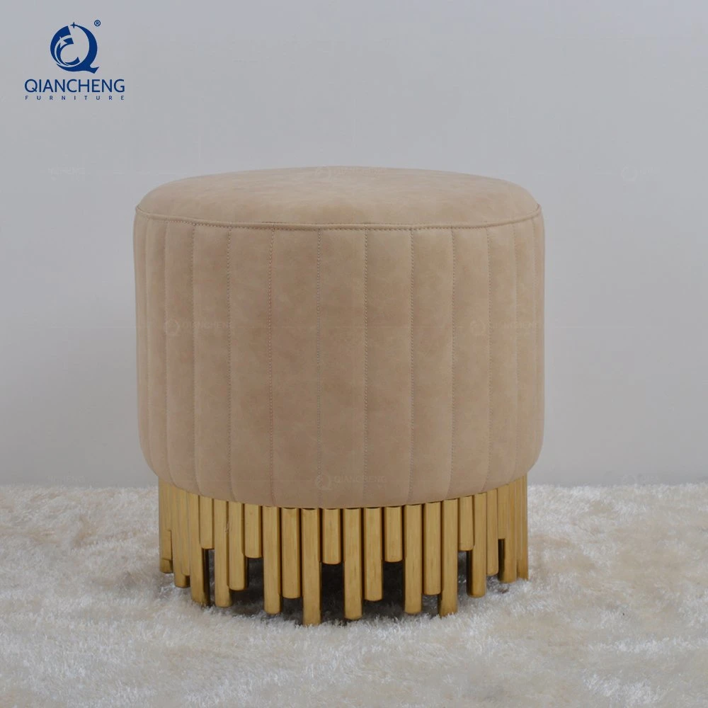 Argent acier inoxydable moderne métal mobilier de maison fauteuil ottoman