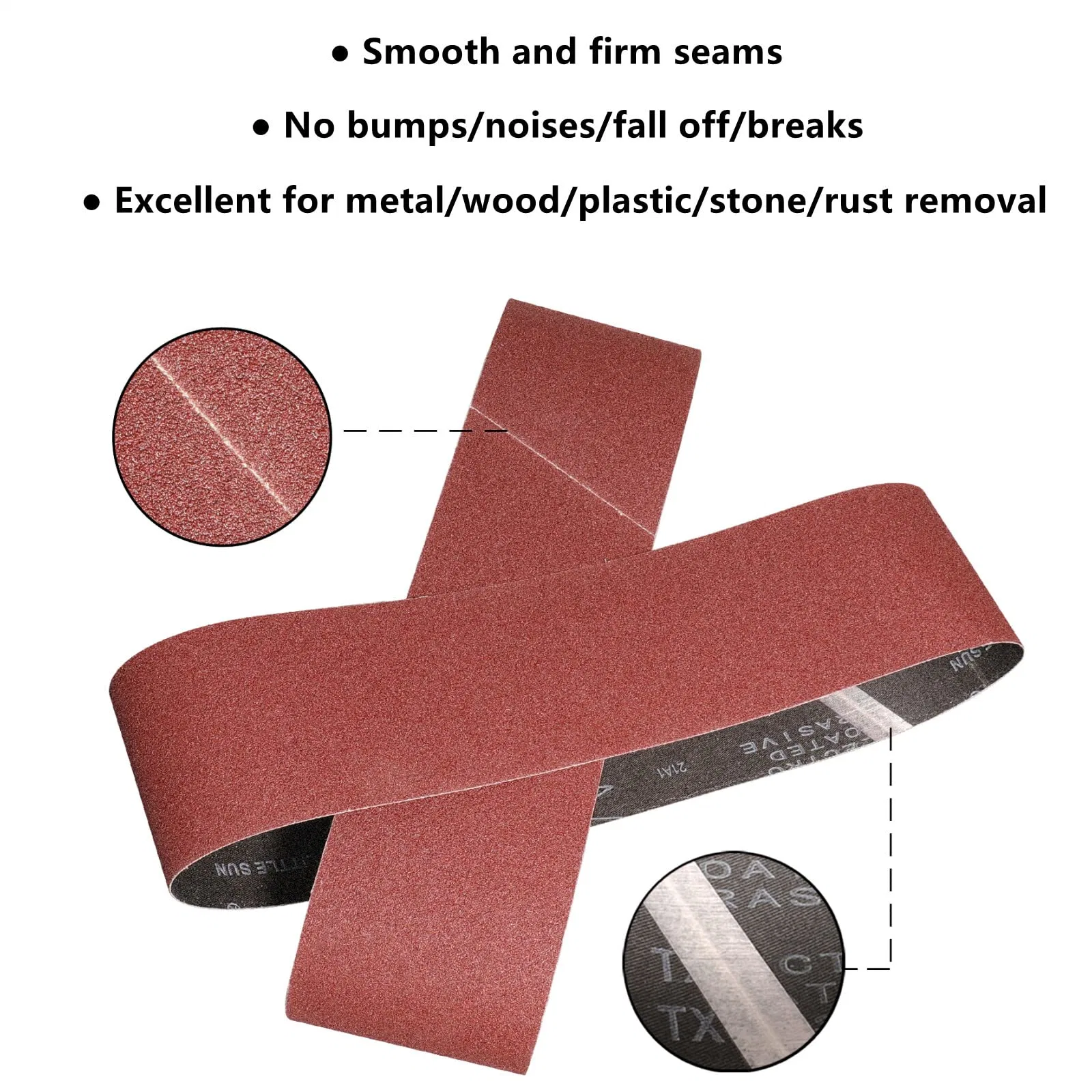 3 X 21 Inch Aluminum Oxide Sanding Belts for Sanding Wood, Metal and Paint