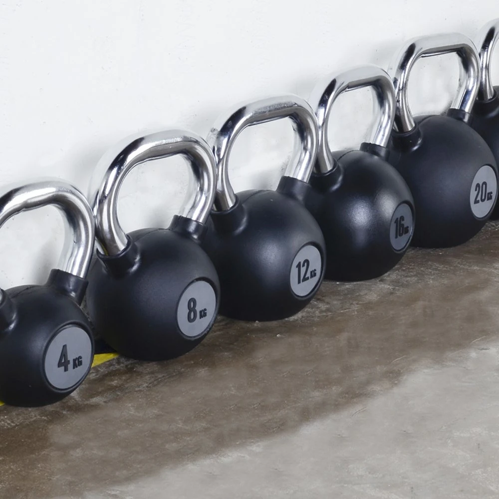 Hot Sale Gym Rubber Custom Logo Black Rubber Steel Kettlebell