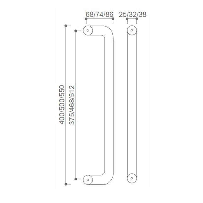 SUS304 Customized Double Sided Push Pull Tempered Glass Door Handle/Recessed Handle