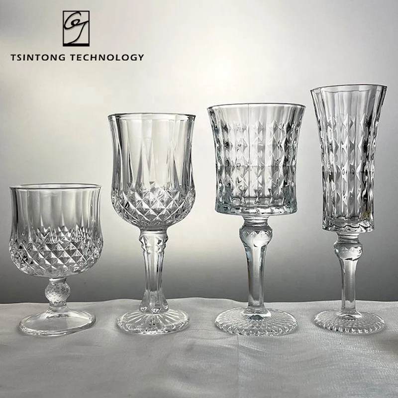 Os melhores Sale copos de água potável exclusivos em forma de diamante italiano Champanhe flautas vinho Goblet Cup Crystal Red Wine Glass Set
