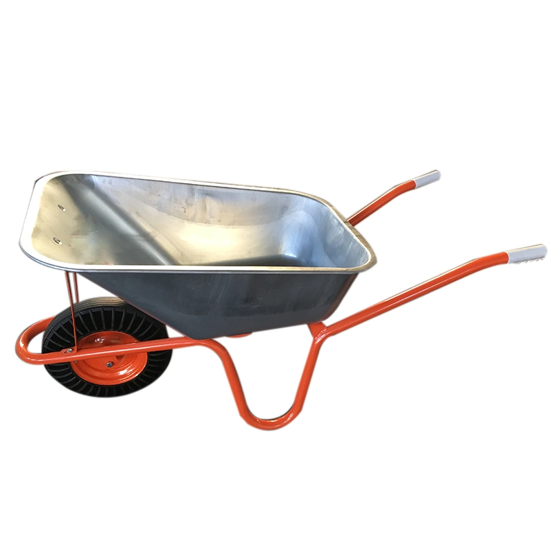 Wb6414e Heavy Duty Wheel Barrow Wheelbarrow with Load 160kg 85L 4.00-8 Inch Pneumatic Wheel Garden Construction