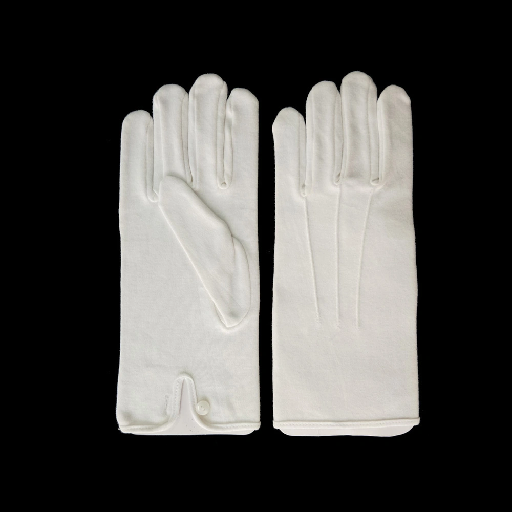 Ceremony Parade Military Band Door Man Guard White Cotton Gloves -Snap Cuff