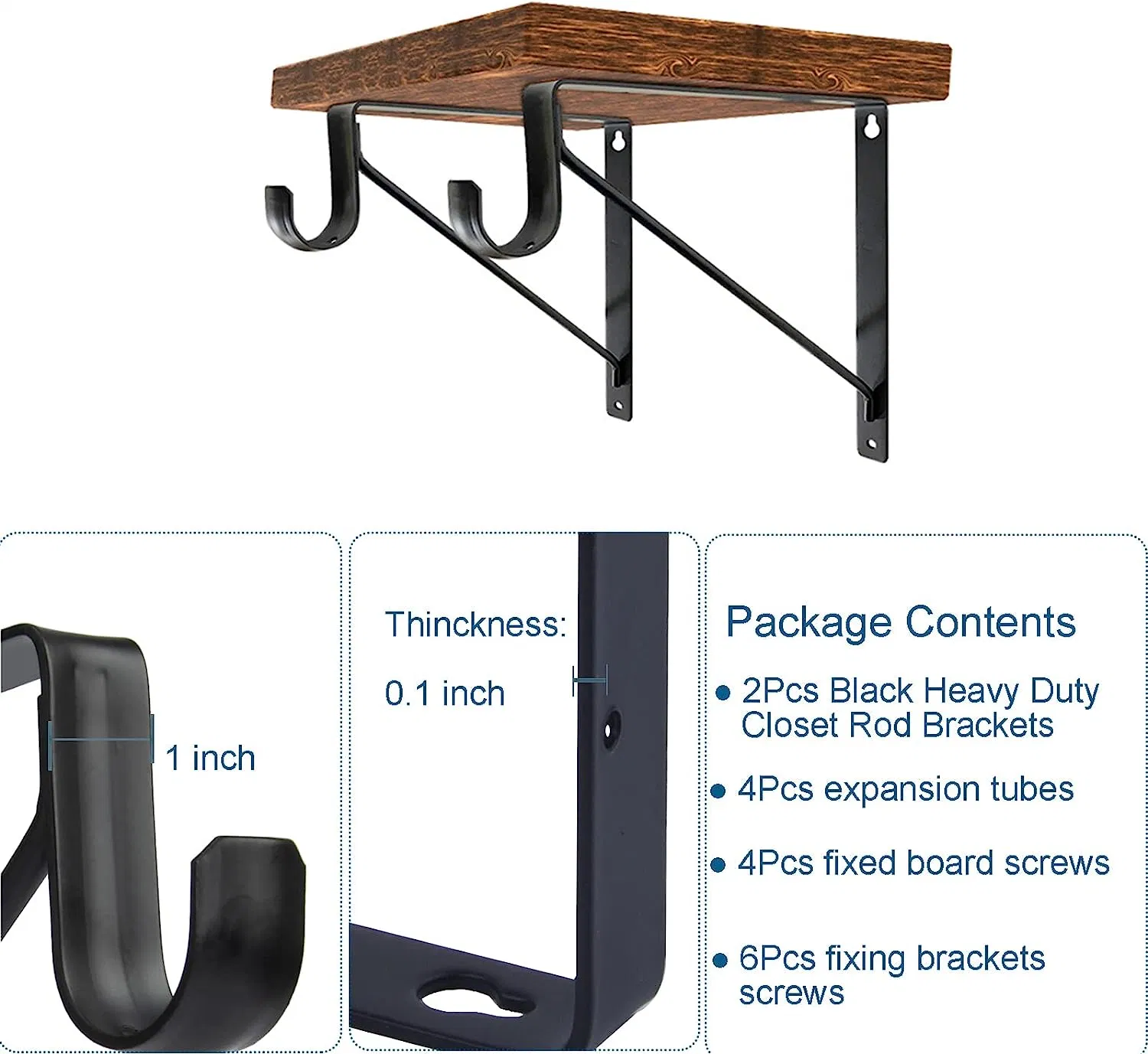 Closet Shelf Bracket & Rod Brackets Black Closet Pole Shelves Brackets