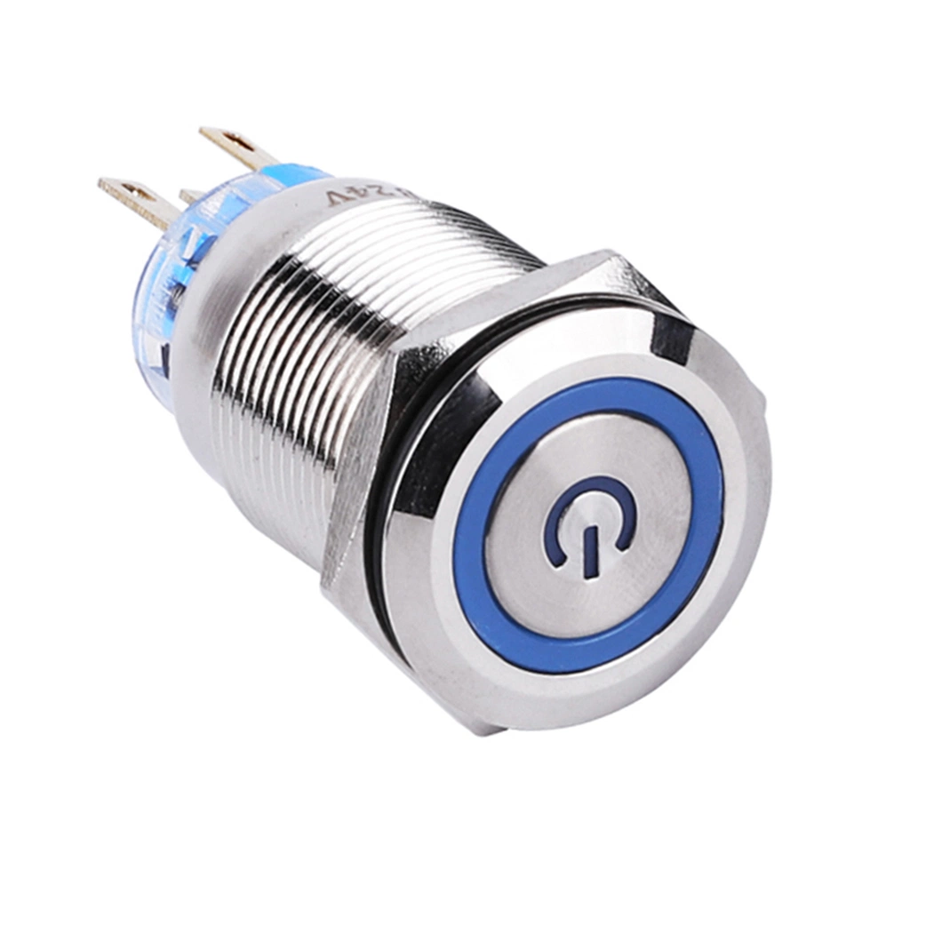 19mm IP67 Waterproof Momentary LED Power Button Switch for Motorcycle Car