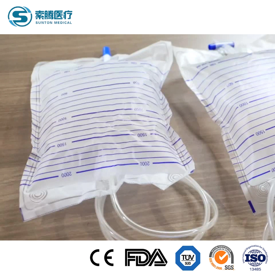 Sunton PEE Bag Medical China Medidor de urina fabricantes médicos personalizados urina descartáveis Bag 2000ml 1000ml 200ml 100ml Perna Saco de drenagem cateter urinário Saco da perna