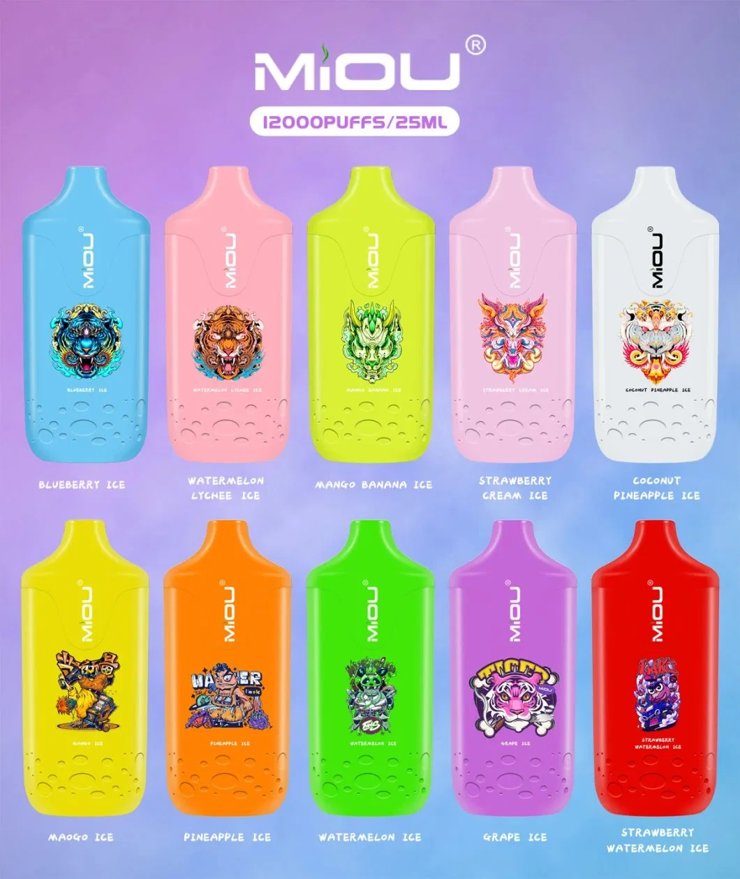 Miou 12000 Big bocanadas Bar pequeños pedidos Disponible Envío rápido de Vape desechables