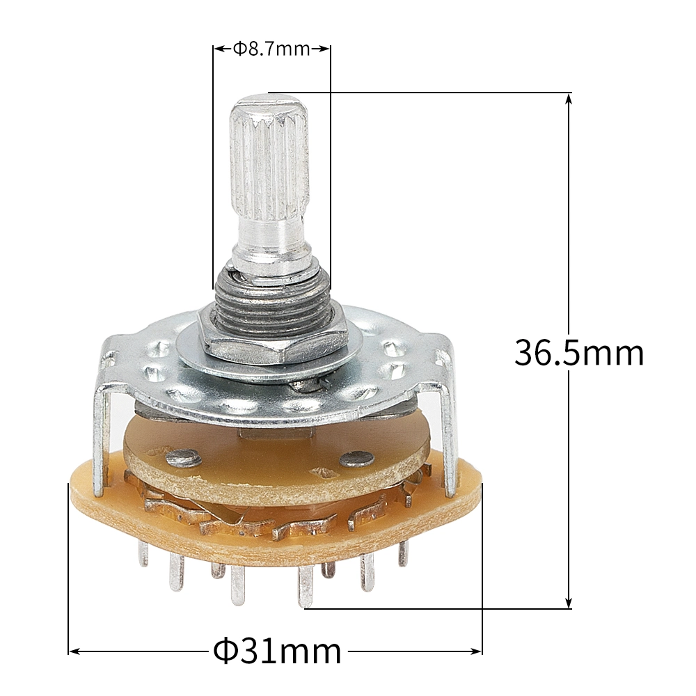 0.5A 125VAC Metal 2/3/4/6/12 Position Selector PCB Rotary Switch