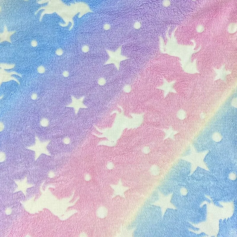 Soft Fleece Colorful Rainbow Luminous Flannel Fleece Fabric for Blanket