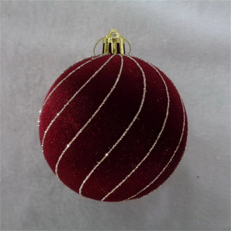 Yiwu ODM 8cm Flocked Hand Painting Christmas PS Material Ball