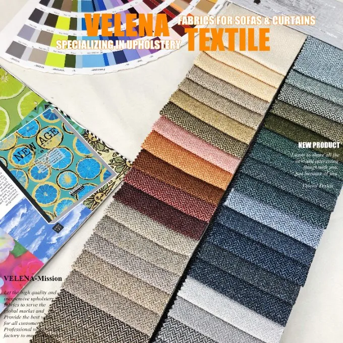 Tissu d'ameublement de haute qualité en polyester aspect lin pour canapé, rideau et textile d'intérieur de maison. Fabrication de haute qualité en Chine.