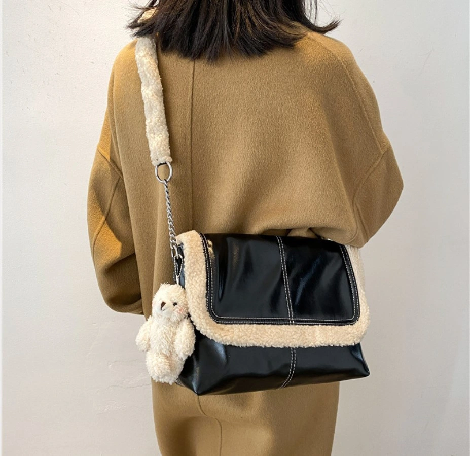 La moda Ocio simple cuadrado pequeño peluche Retro Bolso Bolso de gran capacidad