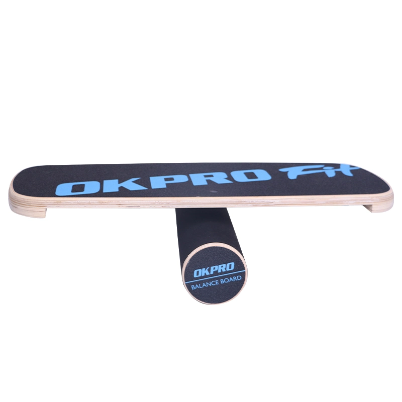 Okpro Heiß Verkaufen Kundenspezifisch Stabilität Trainer Yoga Hölzernes Wobble Nicht Slip Surface Balance Board mit Cork Roller