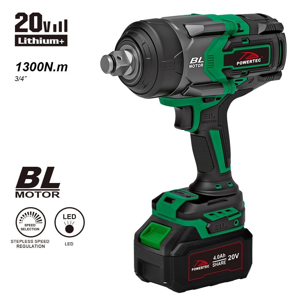 Powertec High Torque in 1300n. M Brushless Cordless Large Power Impact Wrench