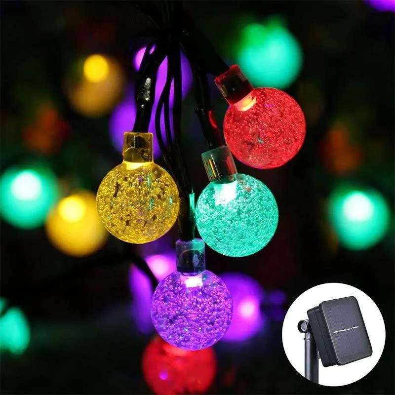 12m 100LED Colorful cambiando las luces de Navidad LED de la cuerda del coche Luces exteriores luces LED de cuerda solar para decoración de hogar