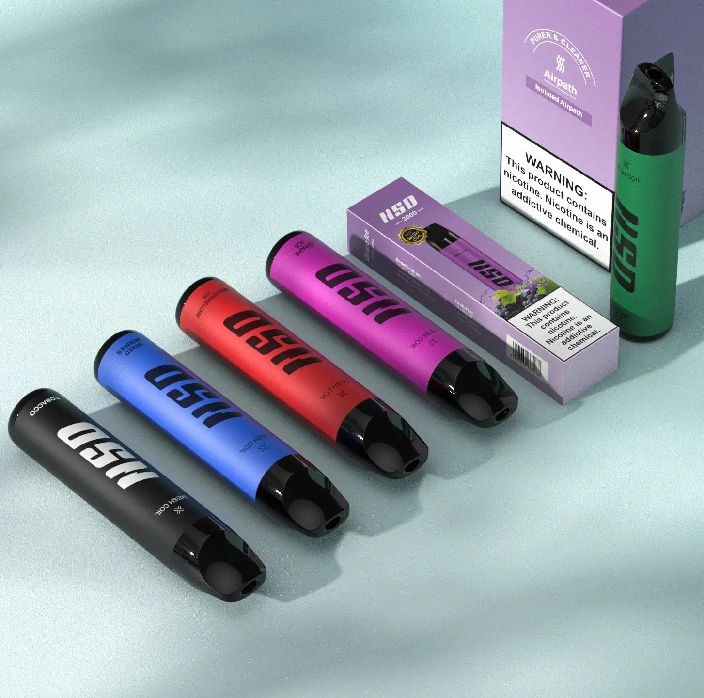 Auténtico NSD desechable VAPE Pen E-Cigarette con malla de control de flujo de aire Bobina 500 mAh batería recargable 8ml 3000 Puffs Mayoristas I Lápiz VAPE